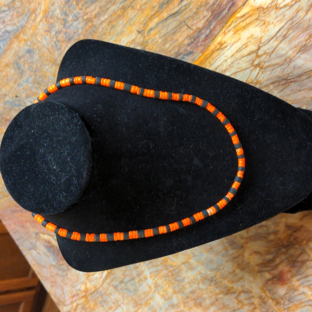 Black & Orange bead necklace jewelry